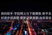 挑码助手-字段释义与下载模板-新手友好逐步讲清楚-更新记录清楚(含异常说明)